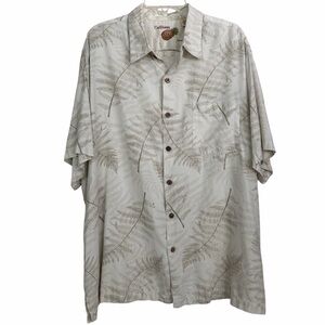 Carribean Tan Cream Silk-blend Hawaiian Aloha Shirt XXL Resort Beach Button-down